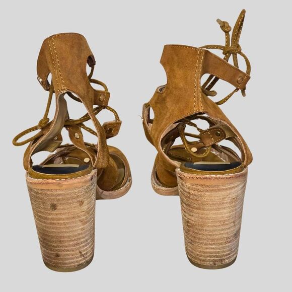 Dolce Vita Lyndon Sandals Women’s Size 6.5 Brown Suede Lace-Up Block Heel Boho - Picture 5 of 13